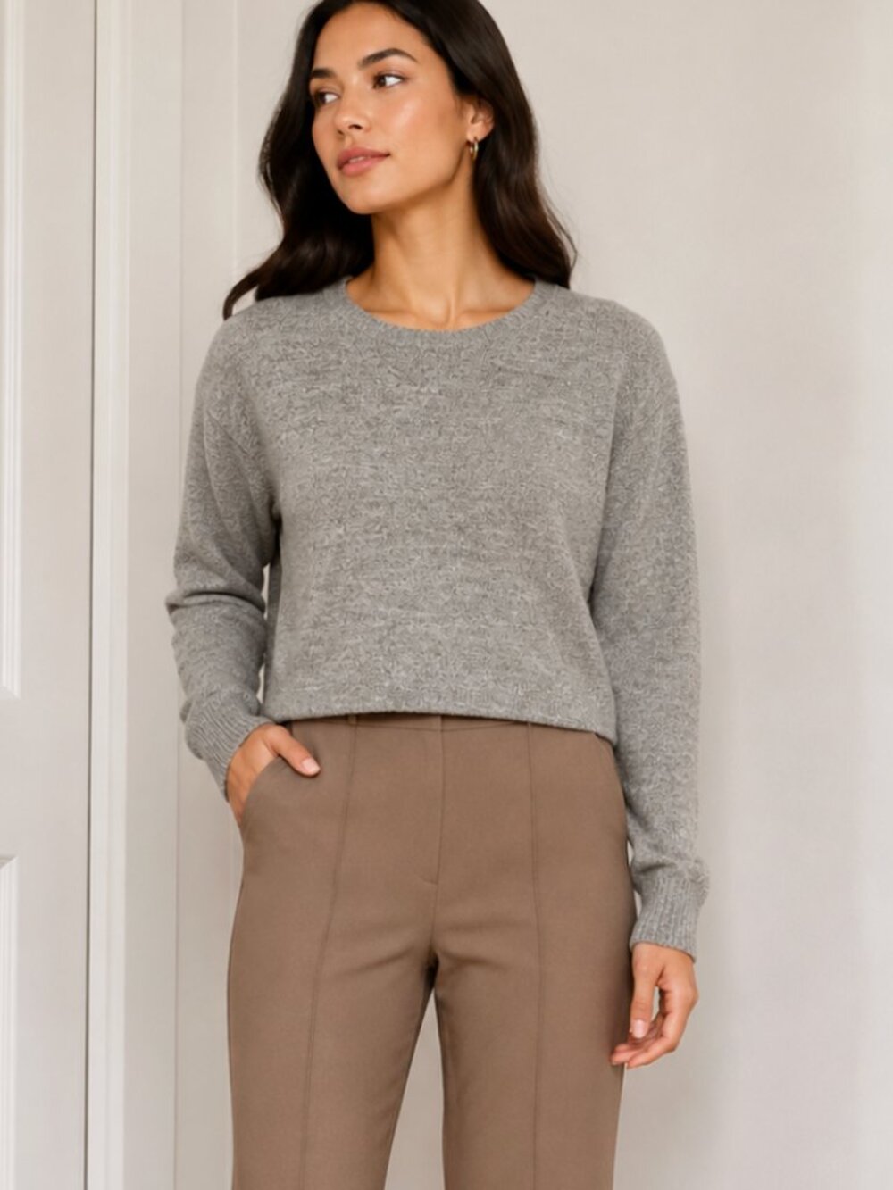 Abercrombie & Fitch Crewneck Sweater Size XS Oversized Long Sleeve Shirt Gray